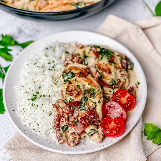 Creamy Chicken with Spinach, Bacon