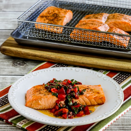 Salmon with Tomato Olive Relish