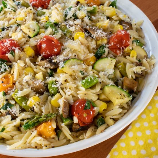Orzo with Roasted Summer Vegetables