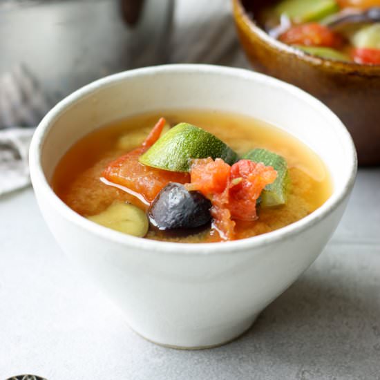 Japanese summer vegetable miso soup