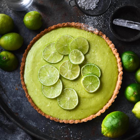 Gluten free lime curd tart