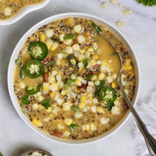 Vegan Corn Chowder with Quinoa
