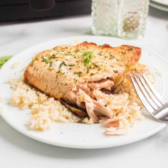Air Fryer Salmon with Dill Butter
