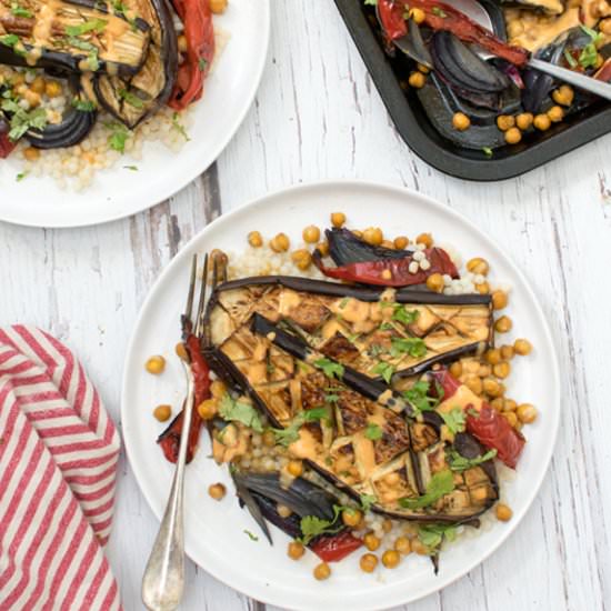 Roasted Aubergines w/ Harissa