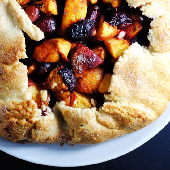 Plum peach galette
