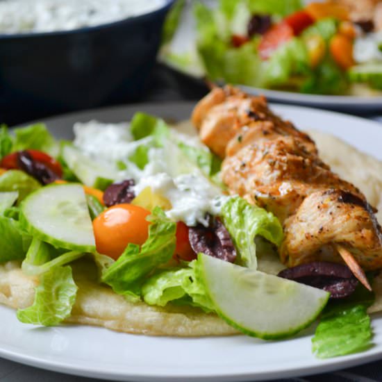 Greek Chicken Souvlaki Pitas