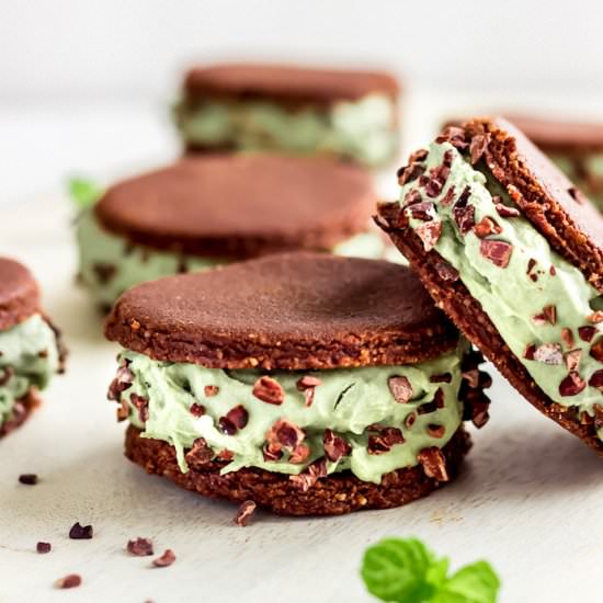 Mint Choc Chip Ice Cream Sandwiches