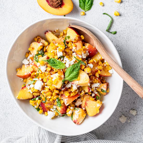 CHARRED CORN AND SUMMER PEACH SALAD