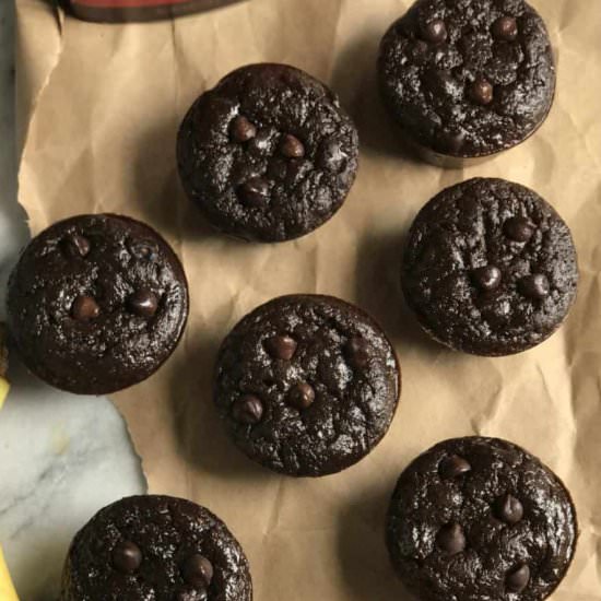Dark Chocolate Banana Bread Muffins
