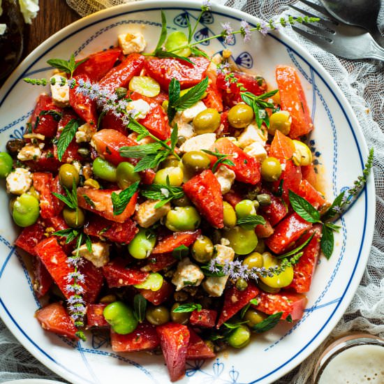 Watermelon Fava Bean Salad