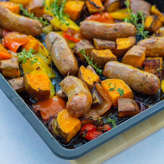 Sausage & Sweet Potato Traybake