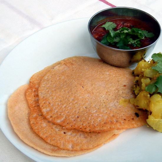 Lentil and millet dosas