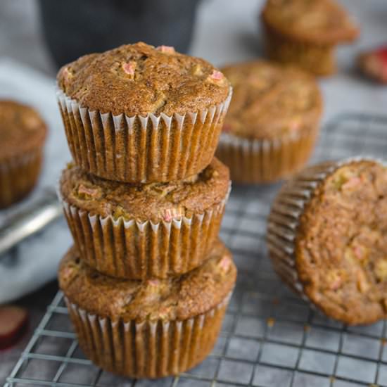 Healthy Banana Rhubarb Muffins