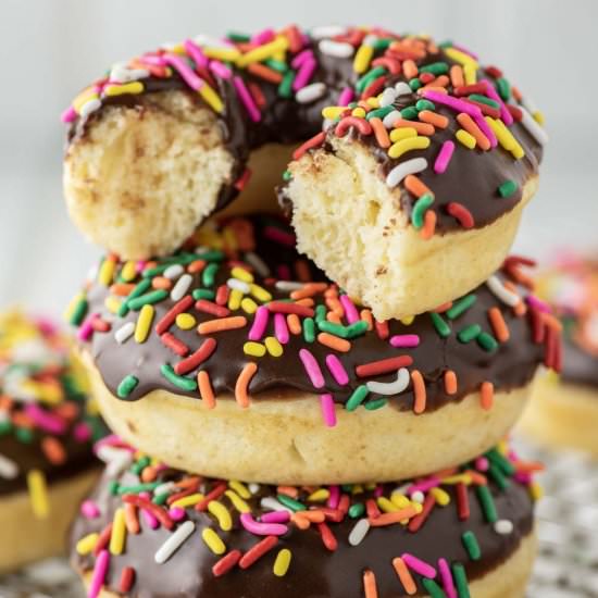 Baked Chocolate Frosted Donuts