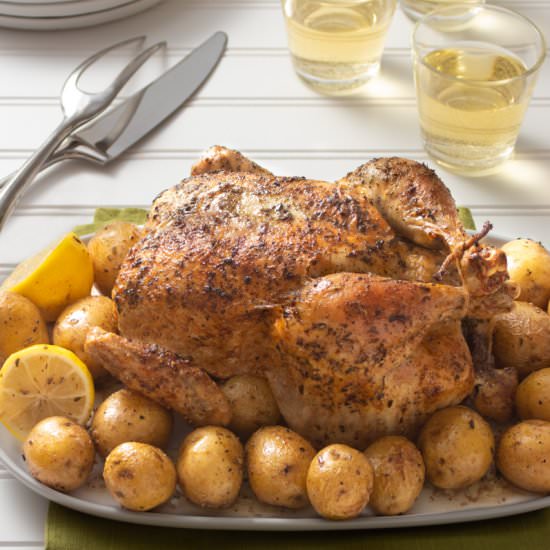 Roast Chicken with Roast Potatoes