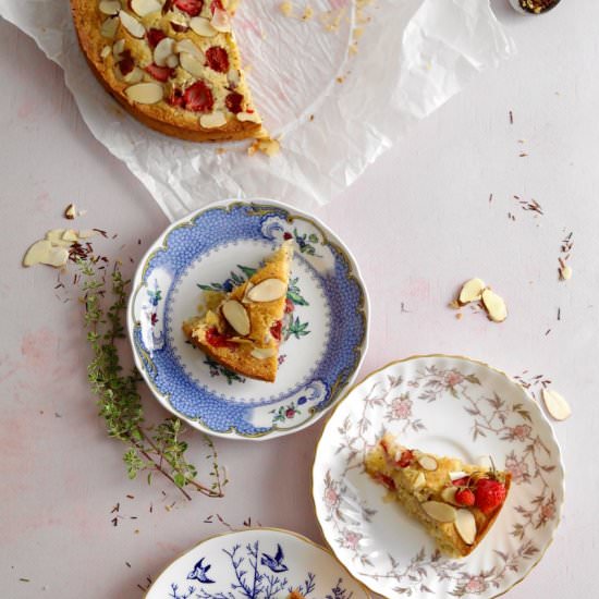 strawberry rooibos almond cake