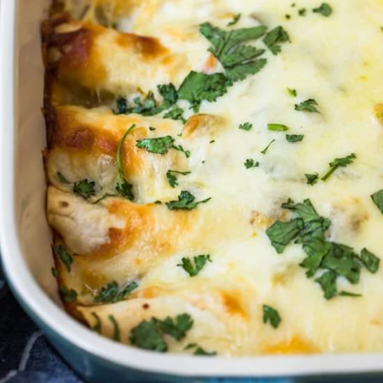 Creamy White Chicken Enchiladas!