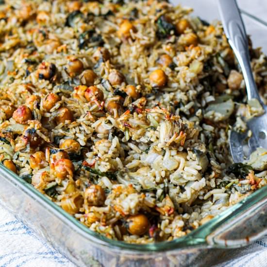 Vegan Chickpea Brown Rice Casserole