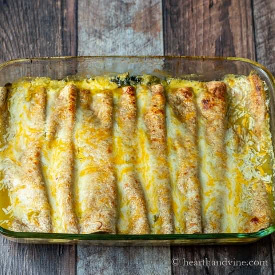 Spinach Enchiladas with Green Sauce