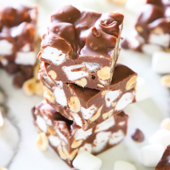 Super Easy Rocky Road Fudge