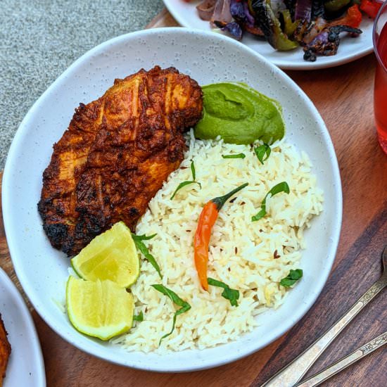 Spicy saffron grilled chicken