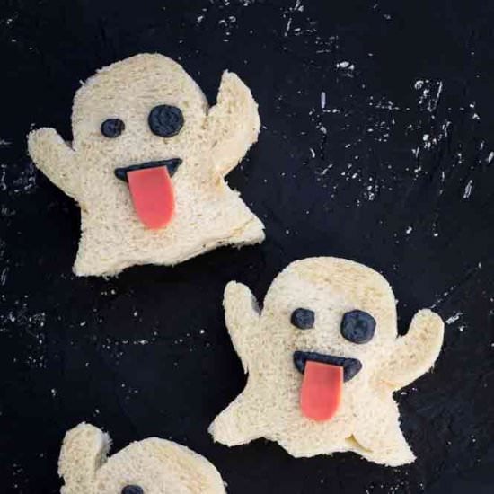Vegan Ghost Emoji Tea Sandwiches