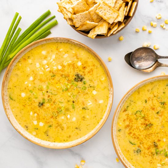 Spicy corn and Veggie Chowder