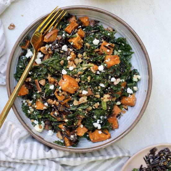 Wild Rice & Sweet Potato Kale Salad