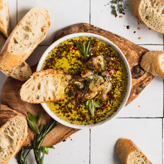Herby Roasted Garlic Olive Oil Dip