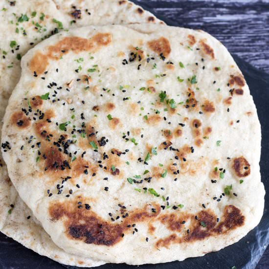 Homemade vegan naan bread
