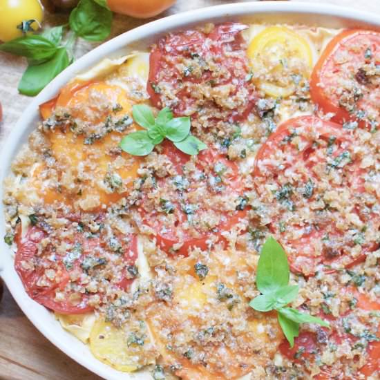 heirloom tomato gratin lasagna