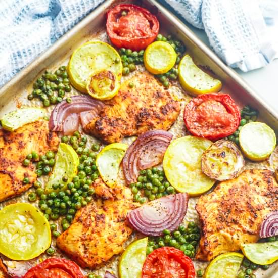 Sheet Pan Chicken with Petite Peas