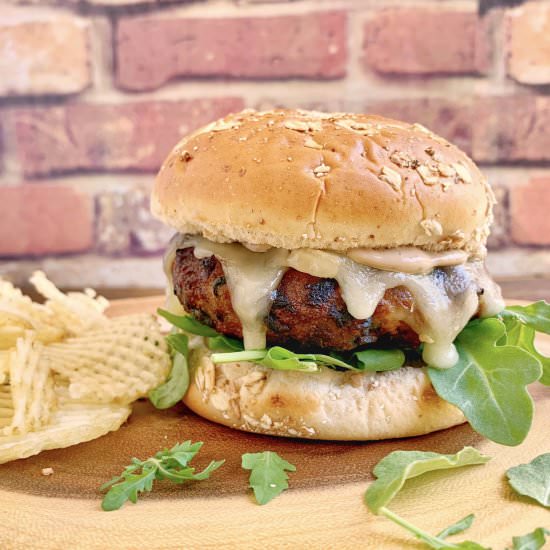 Mushroom and Spinach Turkey Burger