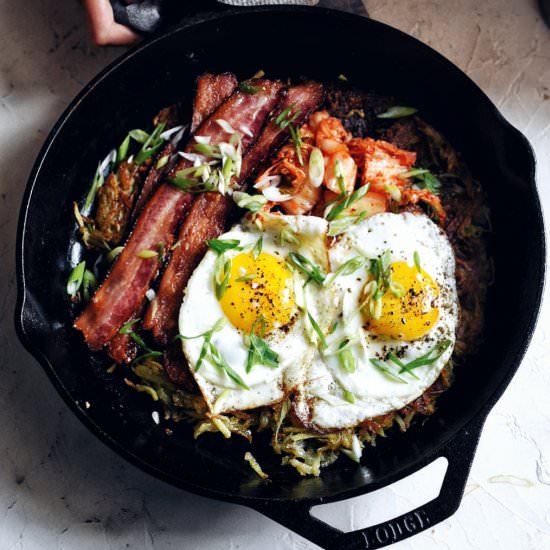 Crispy Hash Browns with Kimchi