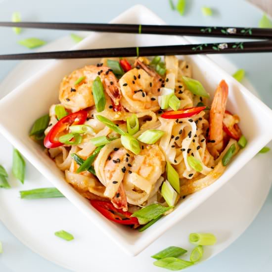 Thai Peanut Noodles with Shrimp