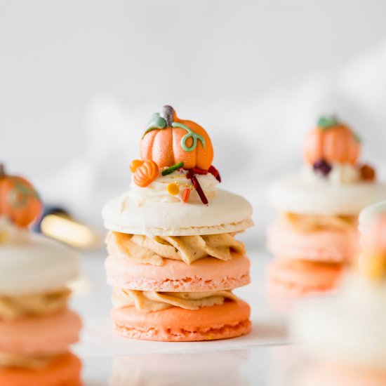 Pumpkin Spice Latte Macaron Stacks
