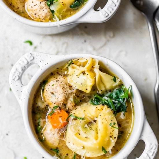 Turkey Meatball Tortellini Soup