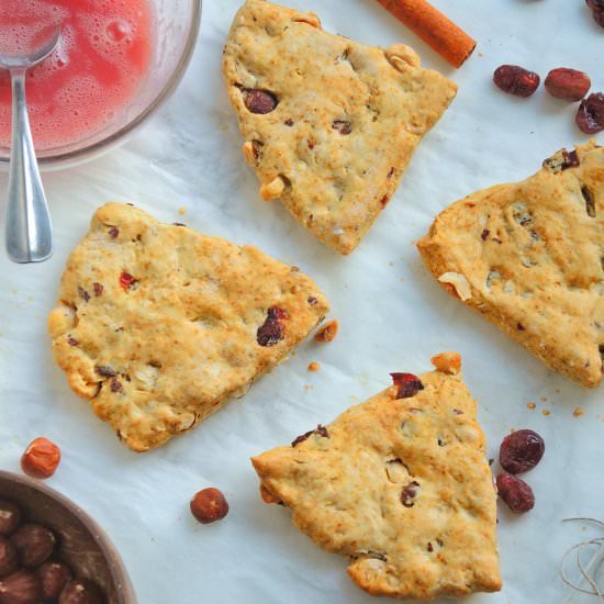 Nut and cranberry scones