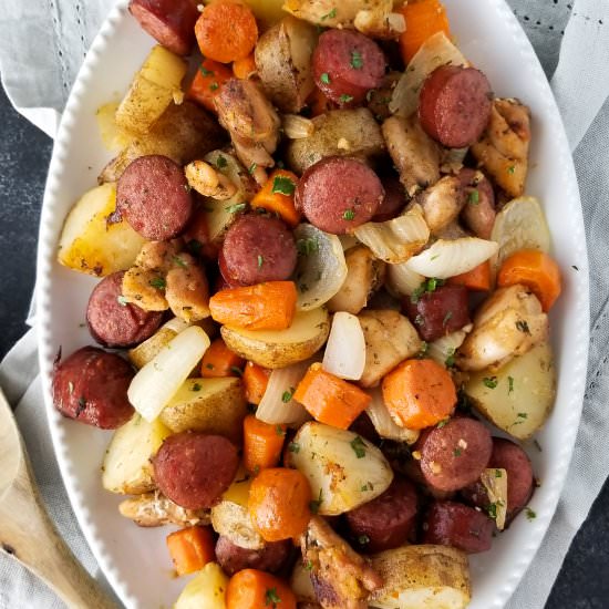 sheet pan sausage and veggies