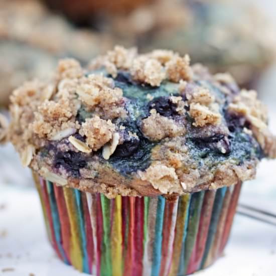 Vegan Banana Blueberry Crumb Muffin