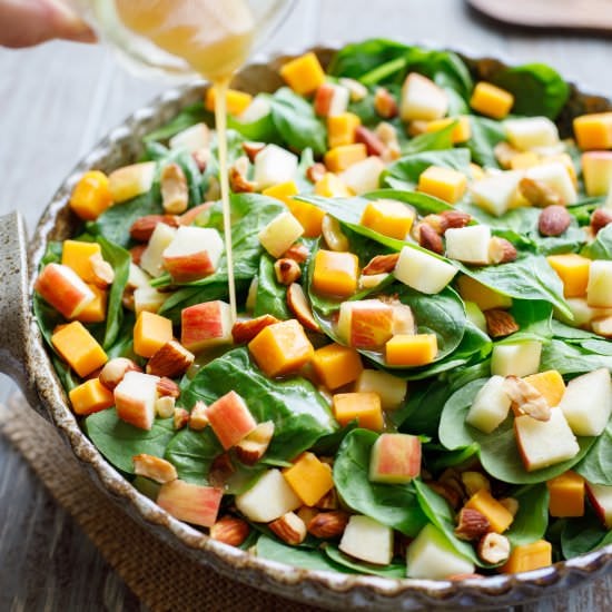 Spinach Salad with Apple & Cheddar