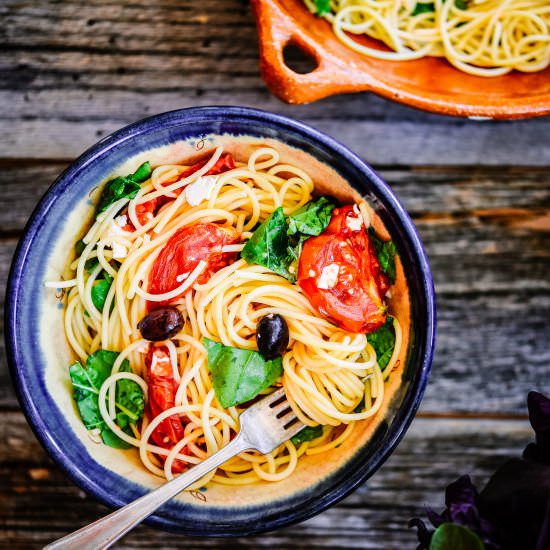 Roasted Tomato & Arugula Spaghetti