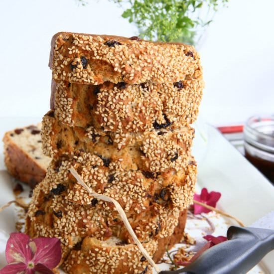 Mascarpone Raisin Loaf with Sesame