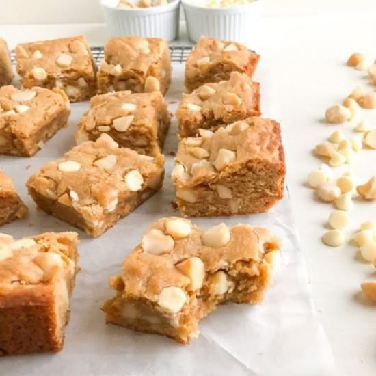 White Choc Macadamia Nut Blondies