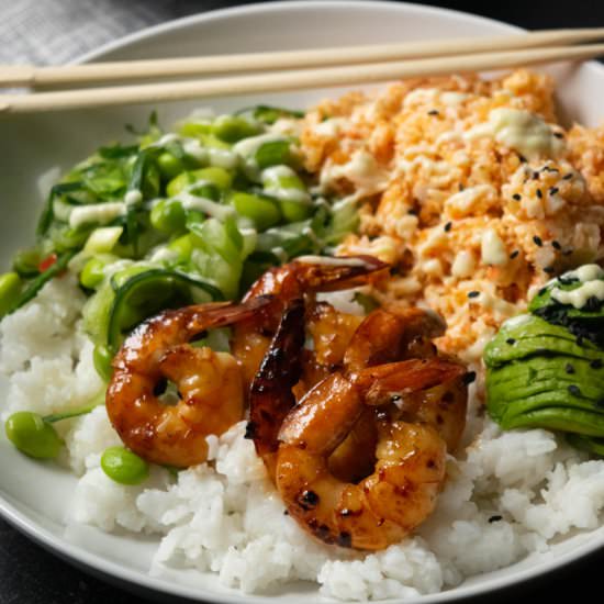 Crab Salad Sushi Bowls with Shrimp