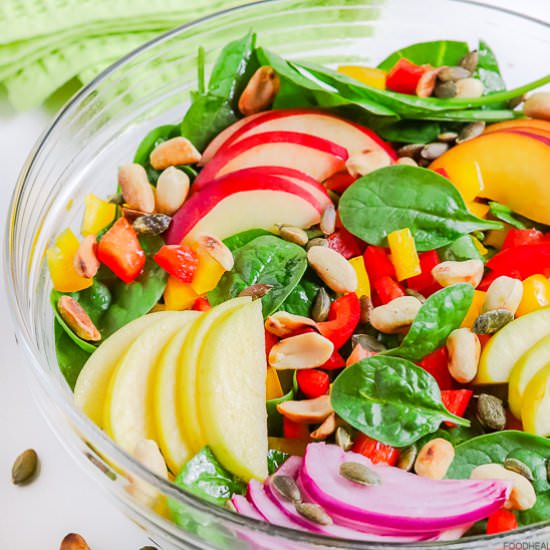 Baby spinach salad with fruits