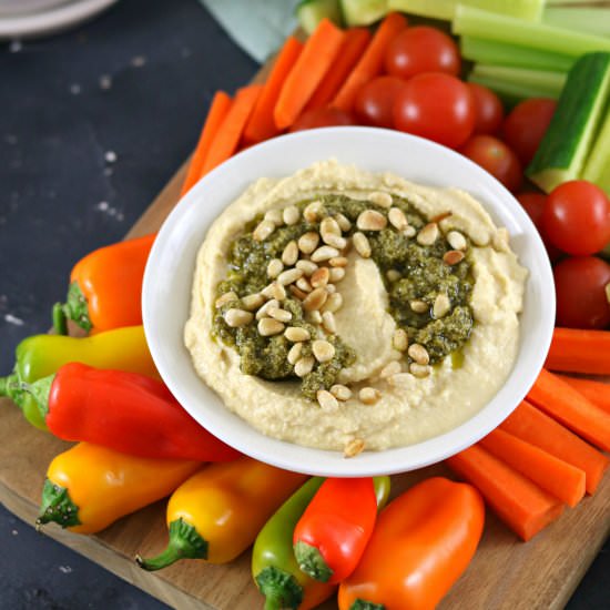 Pesto Pine Nut Hummus Hack