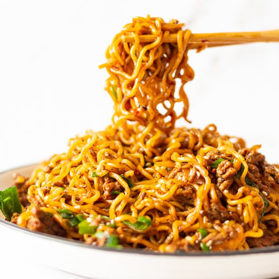 Ground Beef Ramen Noodle Stir Fry