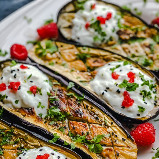 OVEN-ROASTED EGGPLANT BOATS