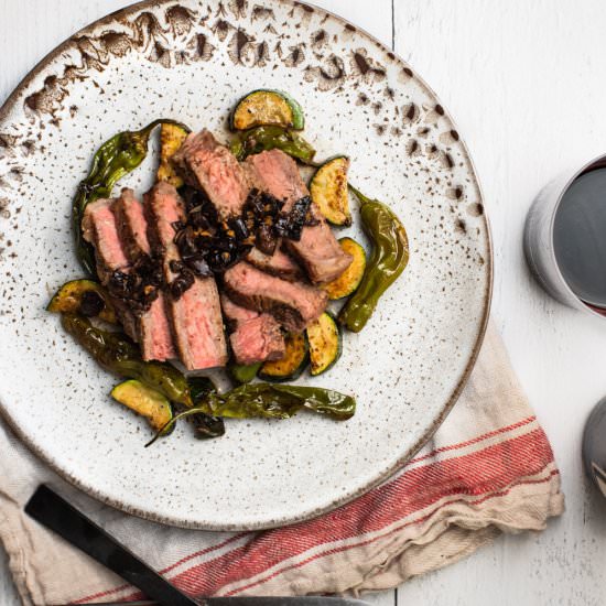 Steak with Shishito Peppers